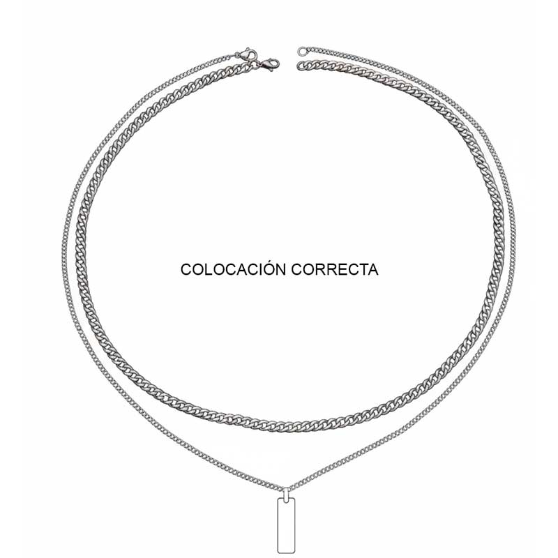 Collar Placa Rectangular Personalizado + Cadena - Imagen 3